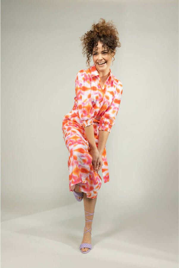 LabeL DOT tie-dye jurk Sibin offwhite roze oranje