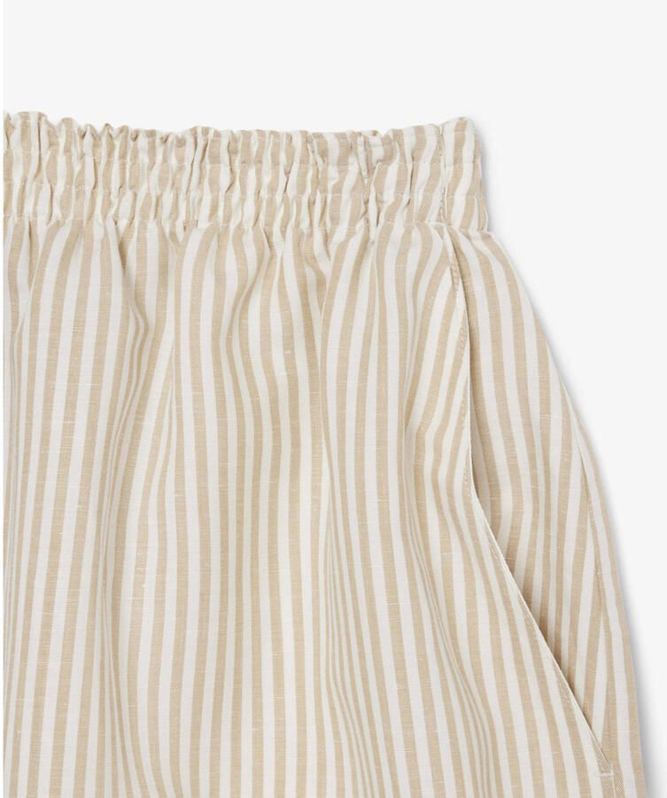 Lacoste baggy high waist gestreepte casual short met linnen beige - Foto 2