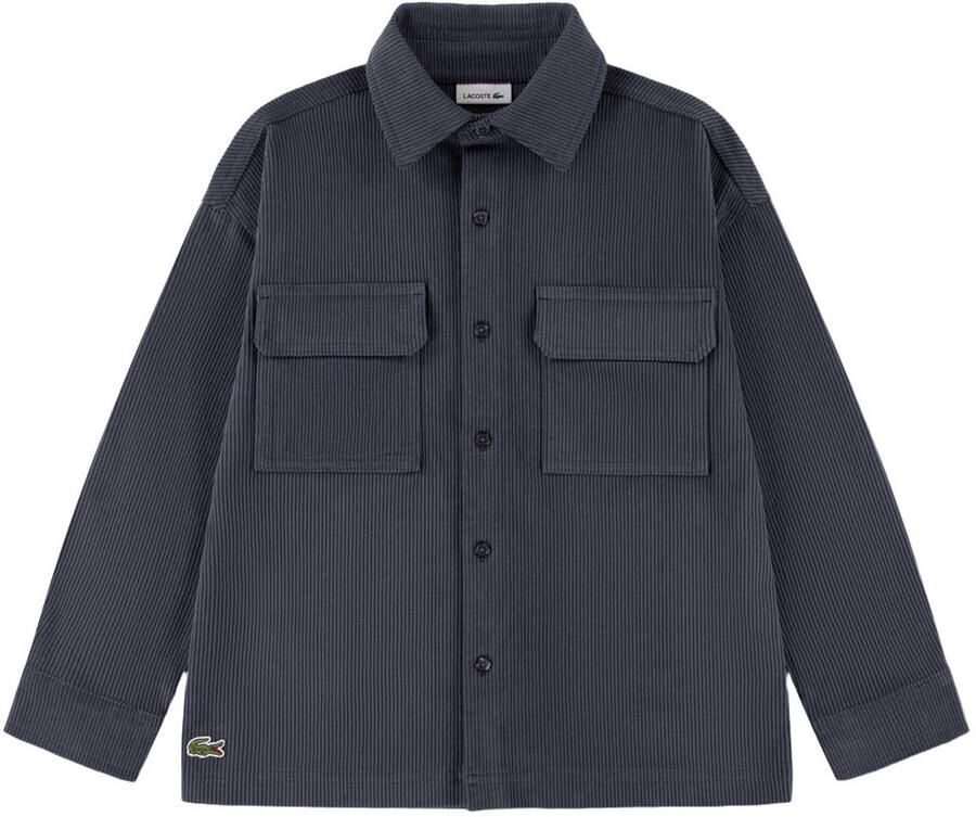 Lacoste corduroy overshirt met logo antraciet