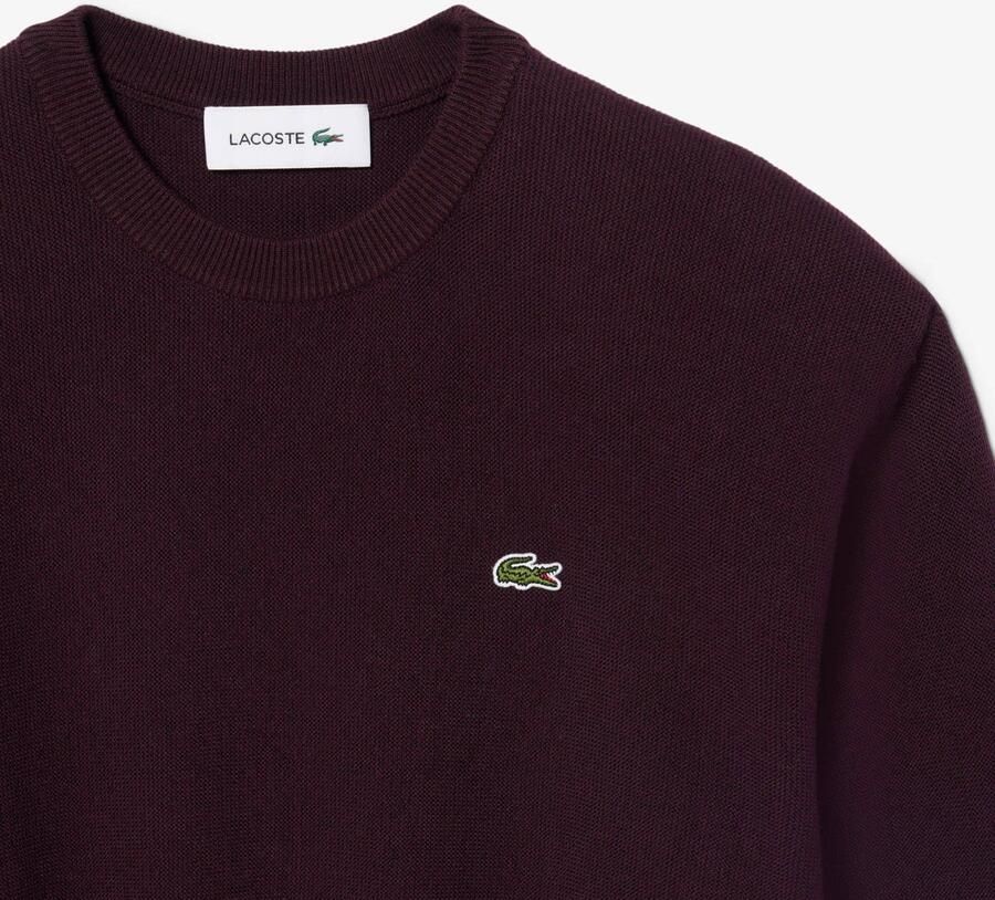 Lacoste gebreide trui met logo en wol donkerrood - Foto 2