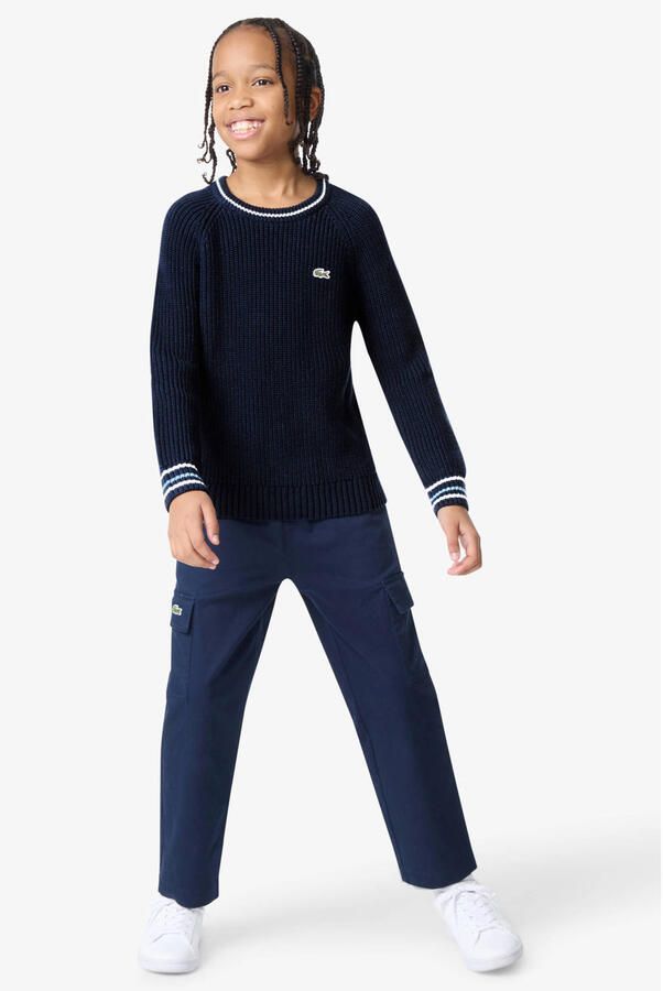 Lacoste gebreide trui met wol donkerblauw - Foto 3