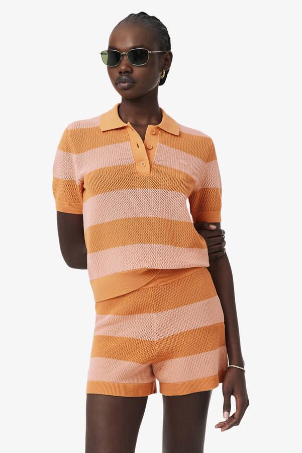 Lacoste gestreept T-shirt oranje