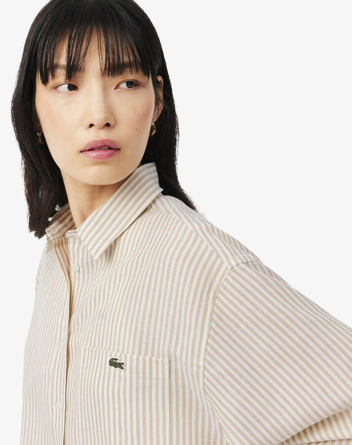 Lacoste gestreepte blouse met linnen camel - Foto 2