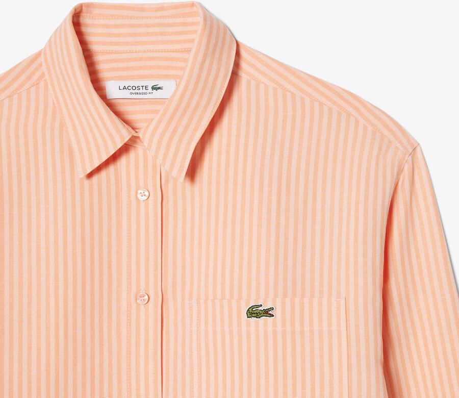 Lacoste gestreepte blouse met linnen oranje - Foto 2