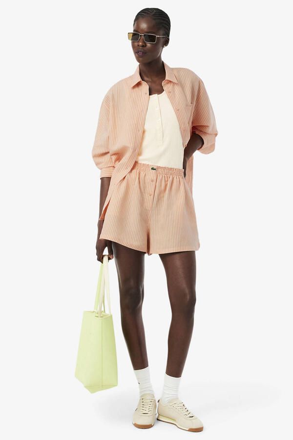 Lacoste gestreepte blouse met linnen oranje - Foto 3