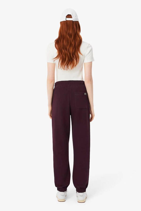 Lacoste high waist regular fit broek donkerrood - Foto 2