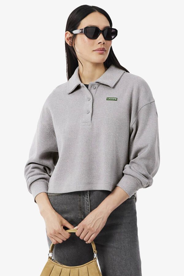 Lacoste katoenen gebreide trui grijs
