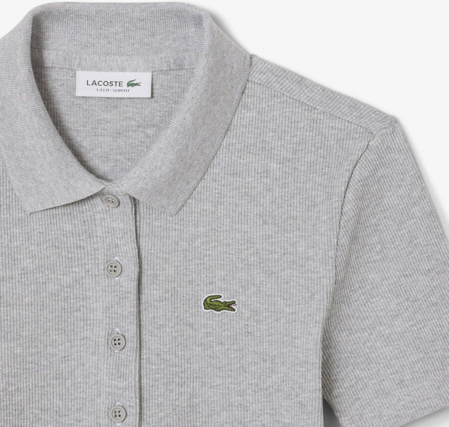 Lacoste polo grijs rib gebreid - Foto 2