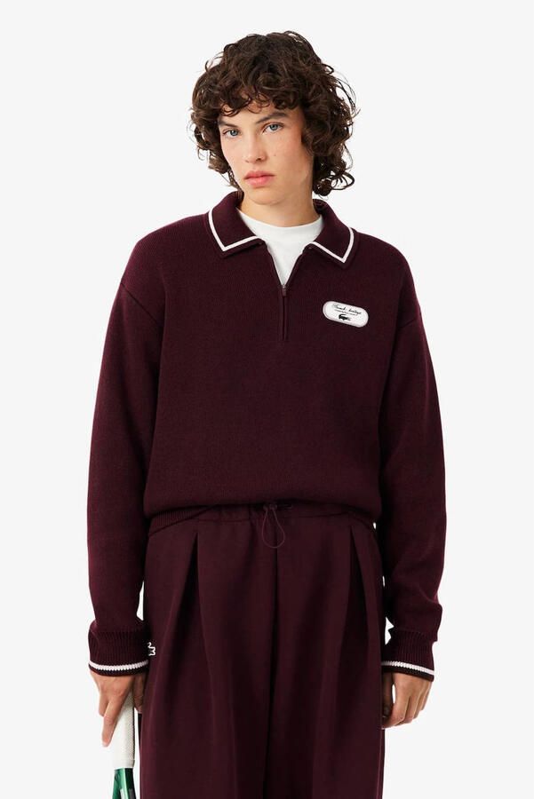 Lacoste pullover met wol donkerrood