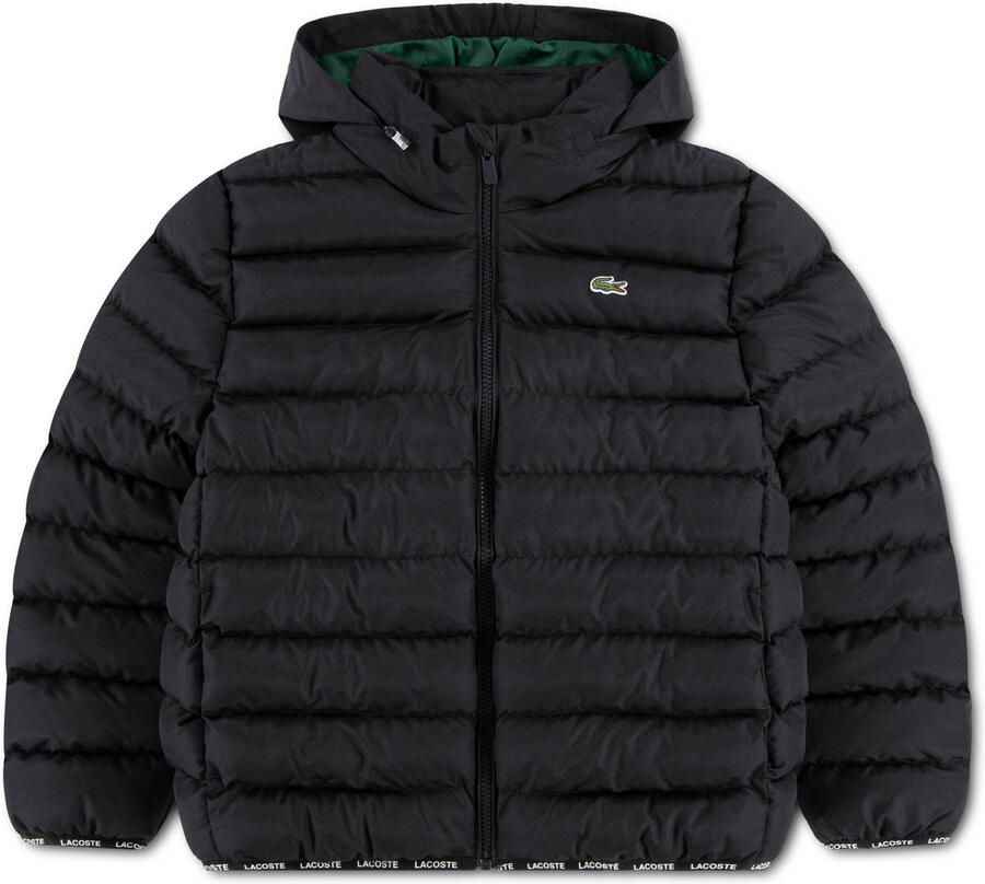 Lacoste quilted gewatteerde jas met logo zwart