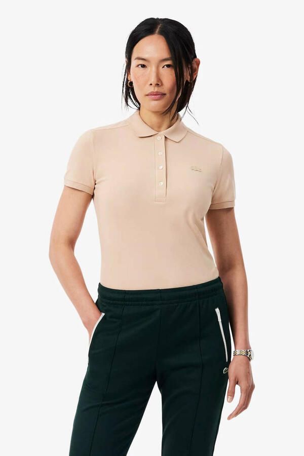 Lacoste rechtvallende polo met logo beige