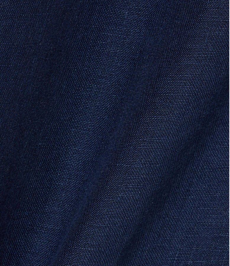 Lacoste regular casual overhemd met linnen donkerblauw - Foto 2