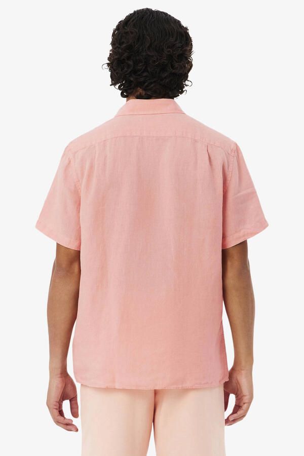 Lacoste regular casual overhemd met linnen roze - Foto 3