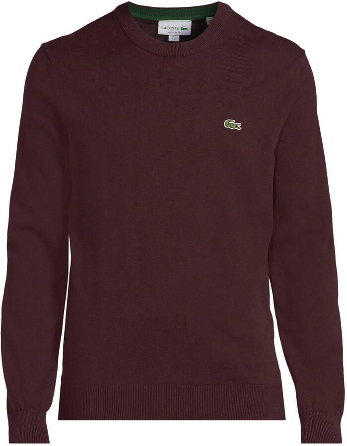 Lacoste regular fit gebreide trui roodbruin