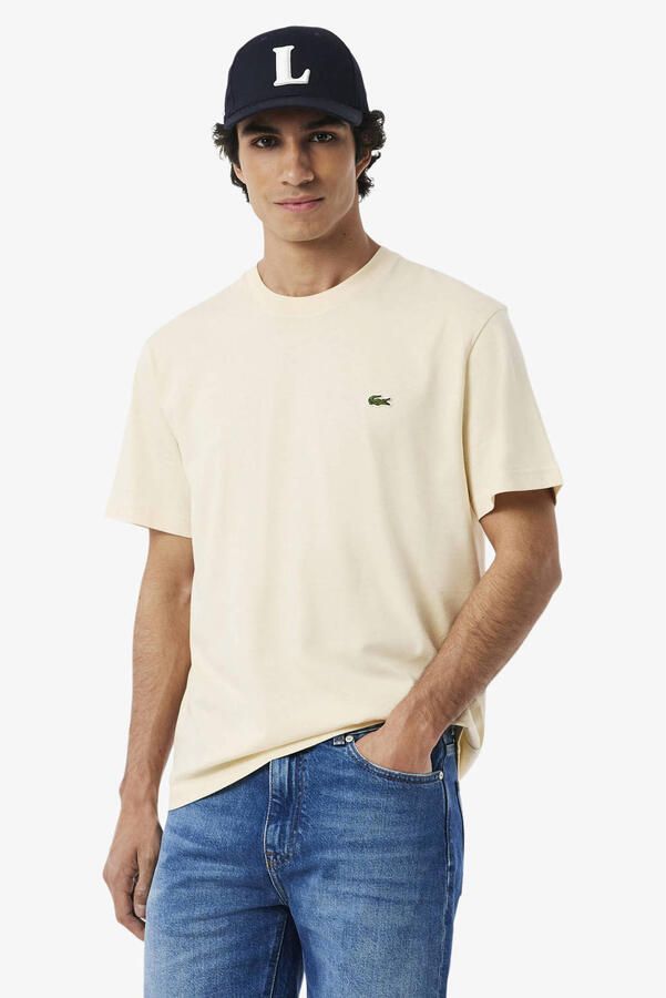 LACOSTE Heren Polo's & T-shirts Cotton T-shirt Creme - Foto 5