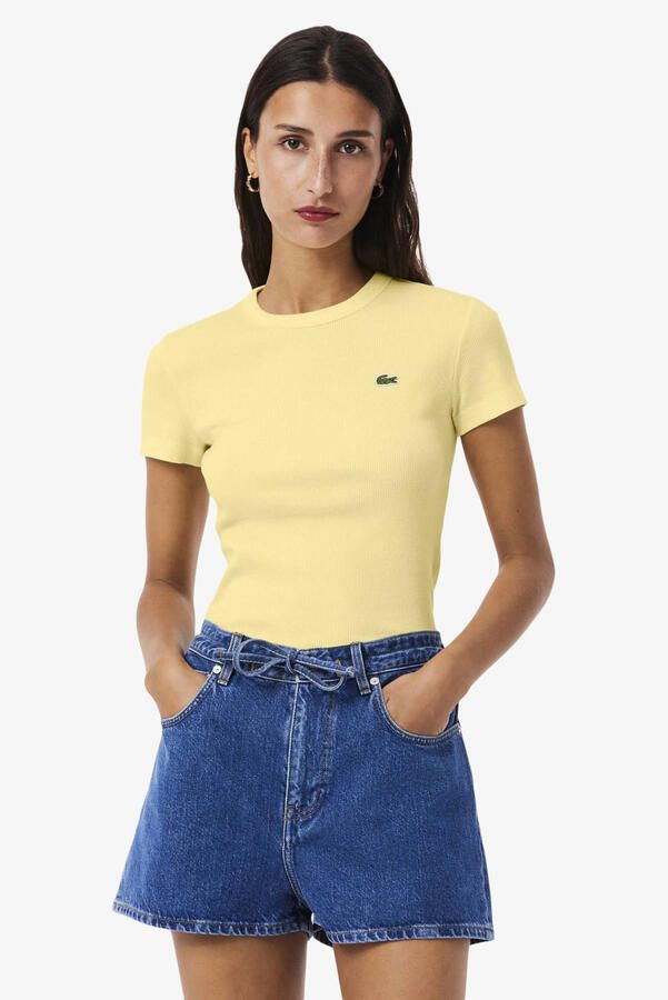 Lacoste T-shirt geel rib gebreid