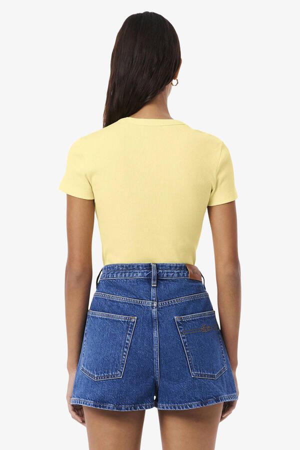 Lacoste T-shirt geel rib gebreid - Foto 3