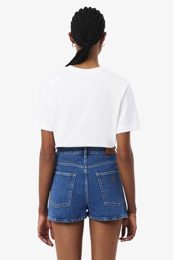 Lacoste Zachte Jersey T-shirt met Geribbelde Kraag White Dames - Foto 2