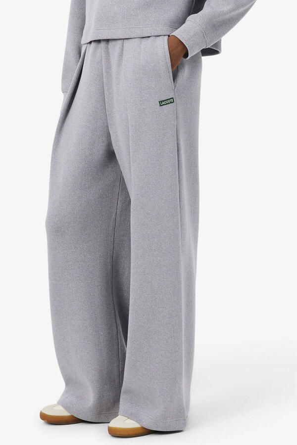 Lacoste wide leg broek met logo grijs - Foto 3