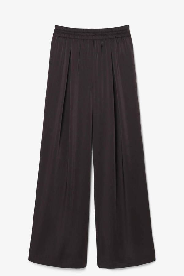 Lacoste wide leg regular waist broek donkerbruin