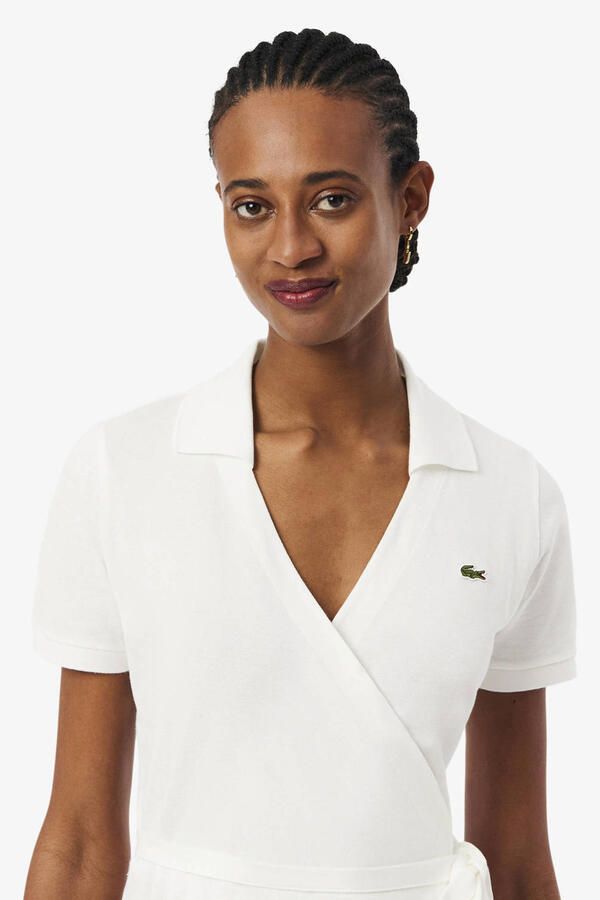 Lacoste Slim fit wikkeljurk van katoenmix