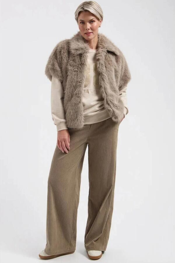 Lady Day corduroy straight leg broek lichtbruin