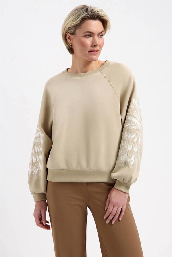 Lady Day gebloemde sweater beige