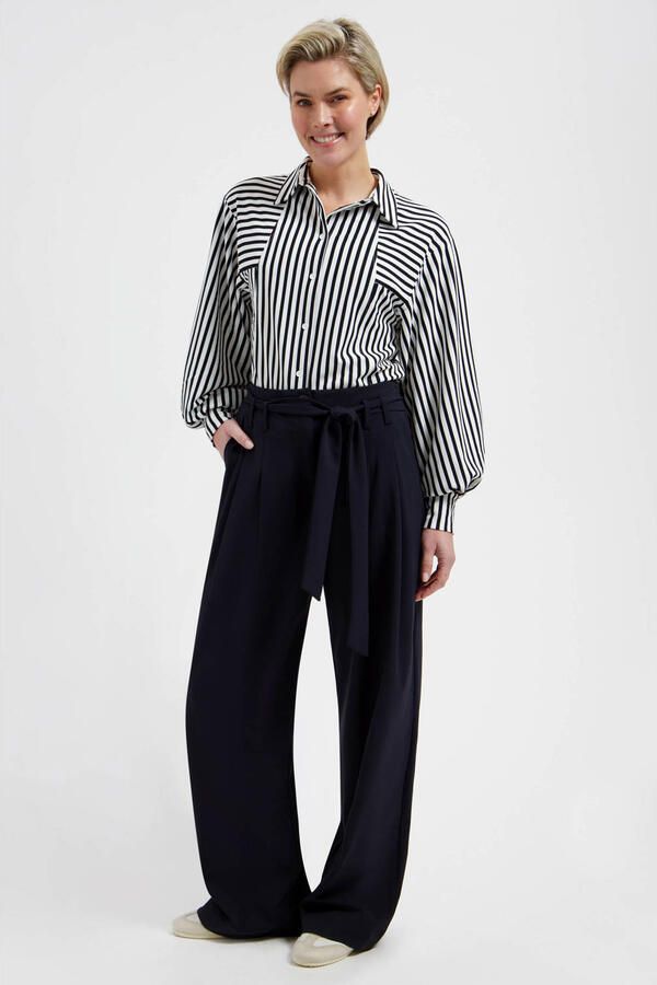 Lady Day wide leg high waist broek donkerblauw