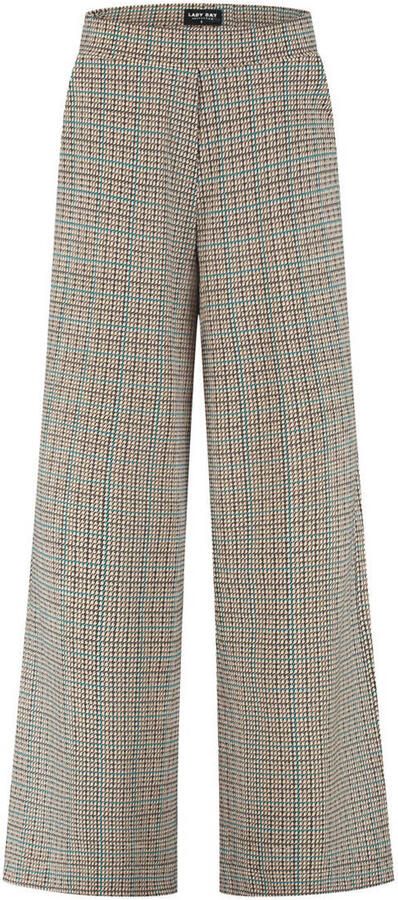 Lady Day high waist straight leg geruite broek bruin