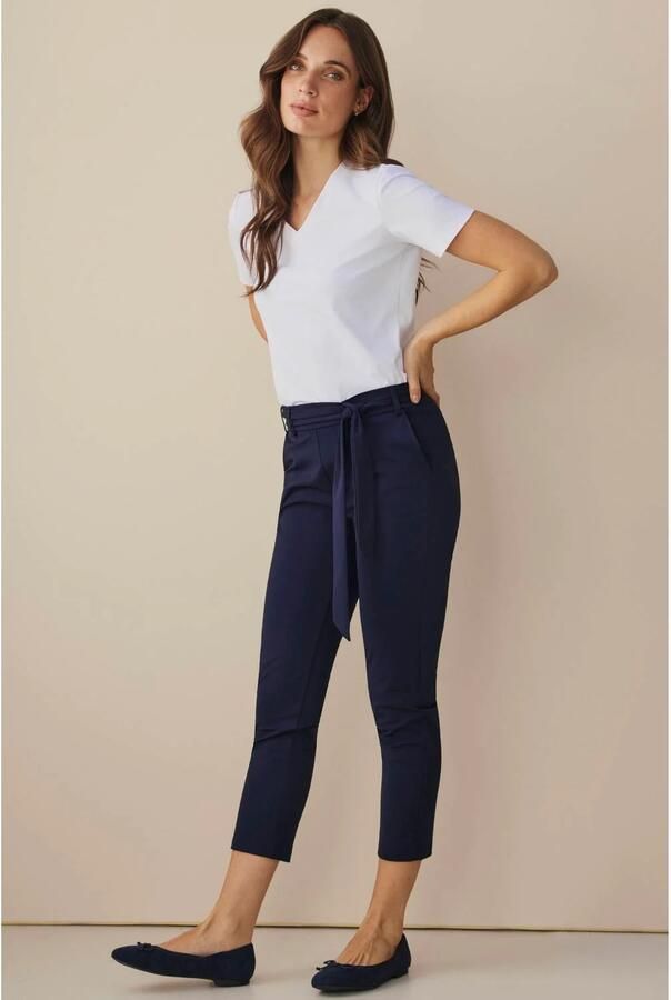 Lady Day high waist straight leg travelstof broek blauw