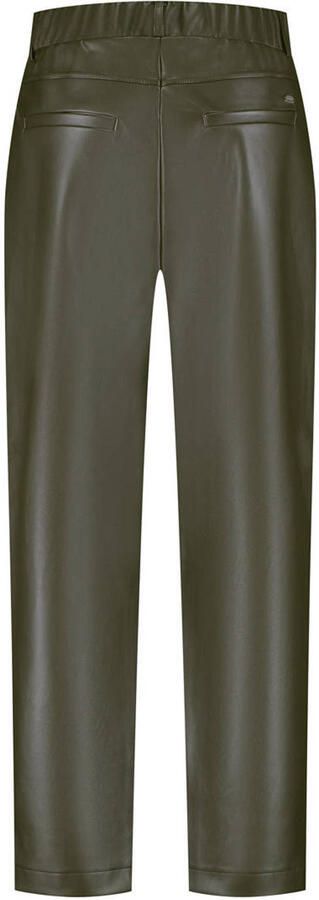 Lady Day imitatieleren high waist straight leg broek donkergroen