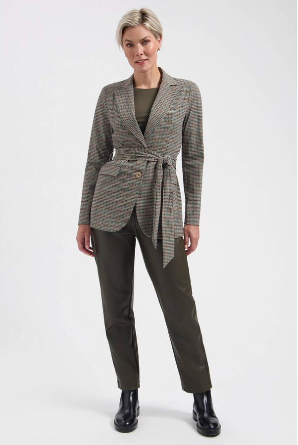 Lady Day imitatieleren high waist straight leg broek donkergroen - Foto 3