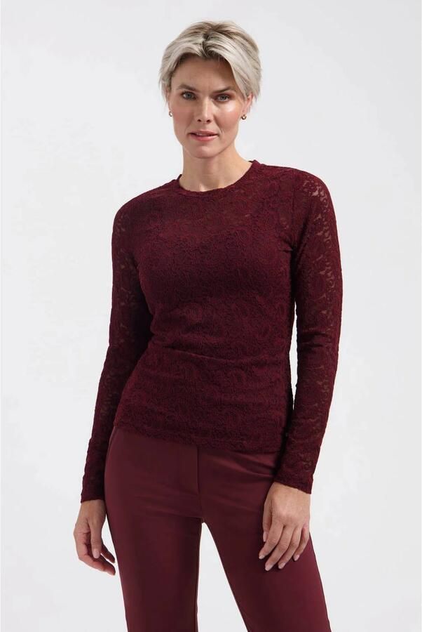 Lady Day kanten T-shirt donkerrood