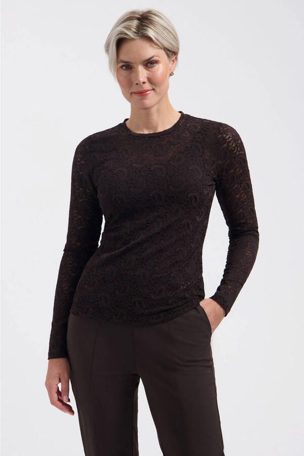 Lady Day kanten top donkerbruin