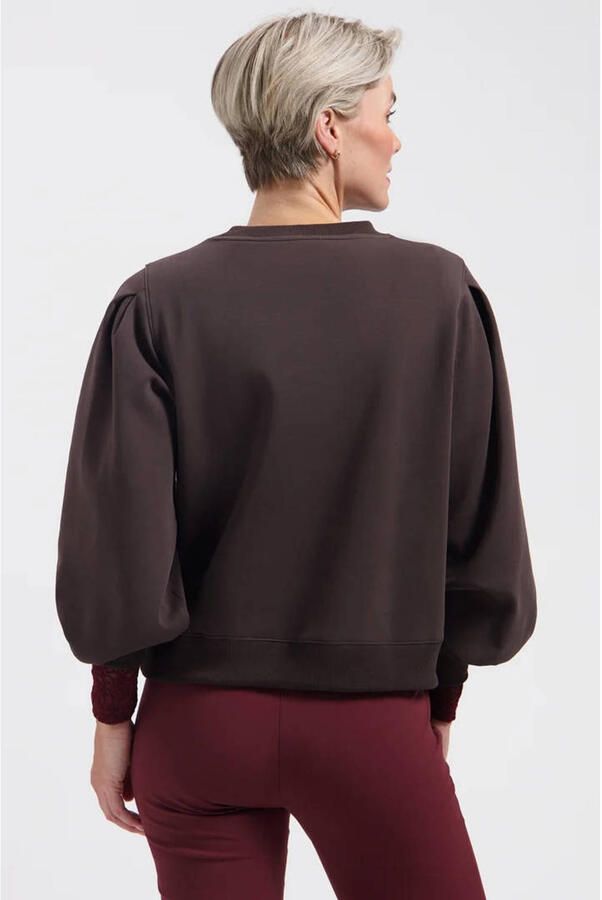 Lady Day sweater met tekst donkerbruin - Foto 2