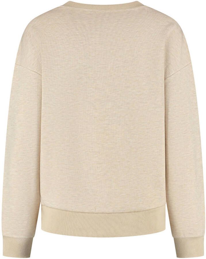Lady Day sweater met tekstprint en wol beige