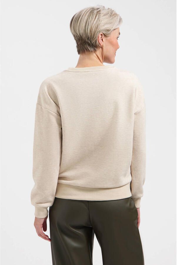 Lady Day sweater met tekstprint en wol beige - Foto 2