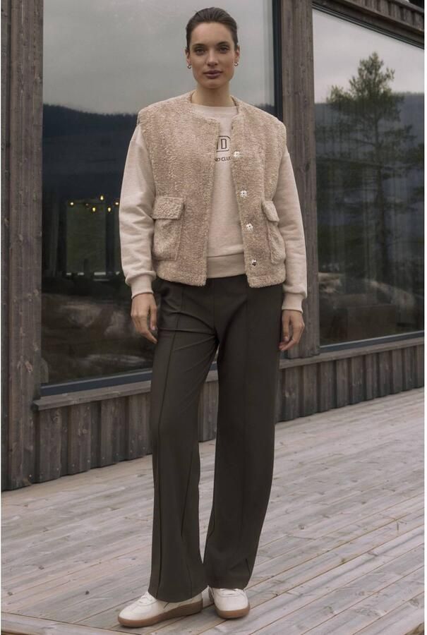 Lady Day sweater met tekstprint en wol beige - Foto 2