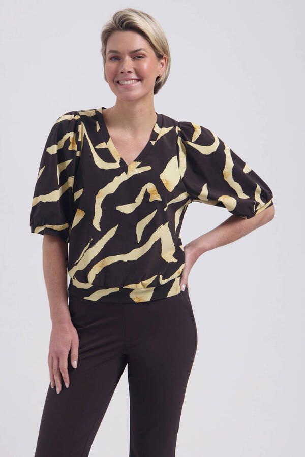 Lady Day top met dierenprint zwart
