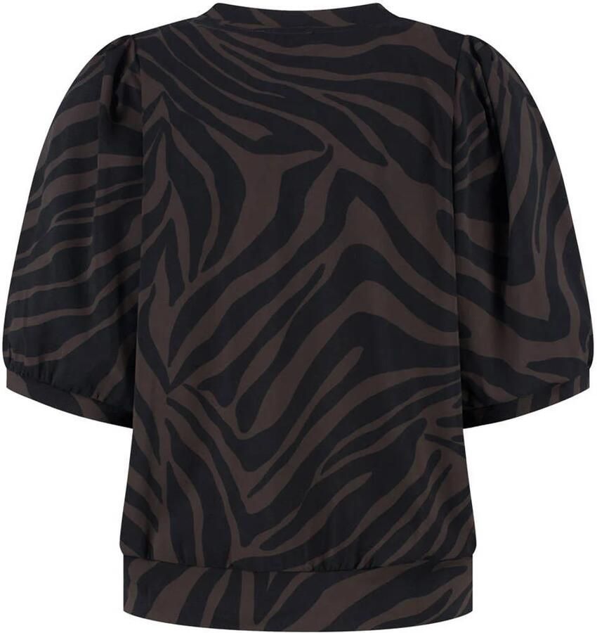 Lady Day top met zebraprint donkerbruin zwart