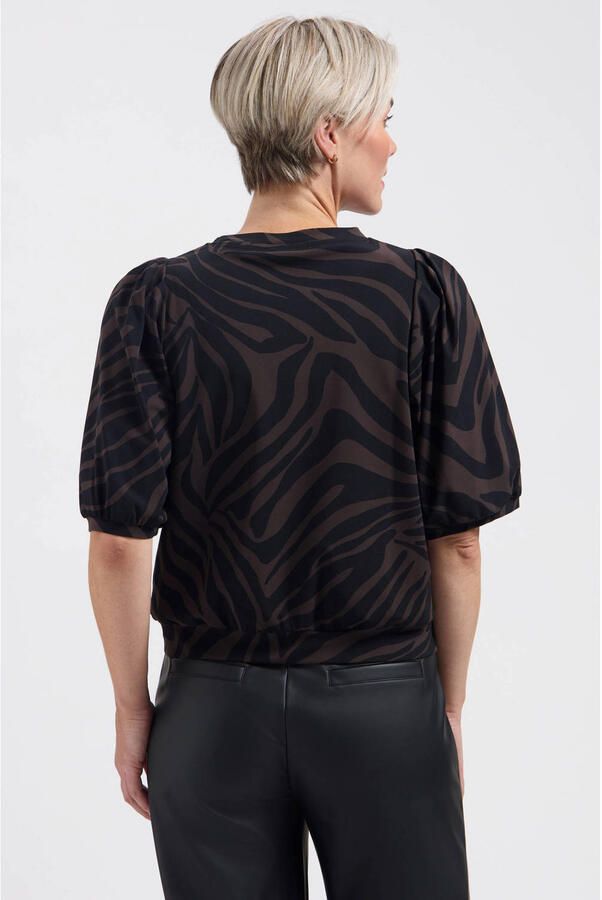 Lady Day top met zebraprint donkerbruin zwart - Foto 2