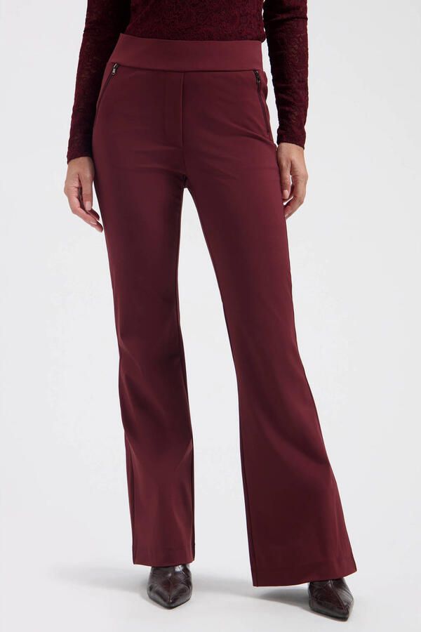 Lady Day travelstof flared broek donkerrood