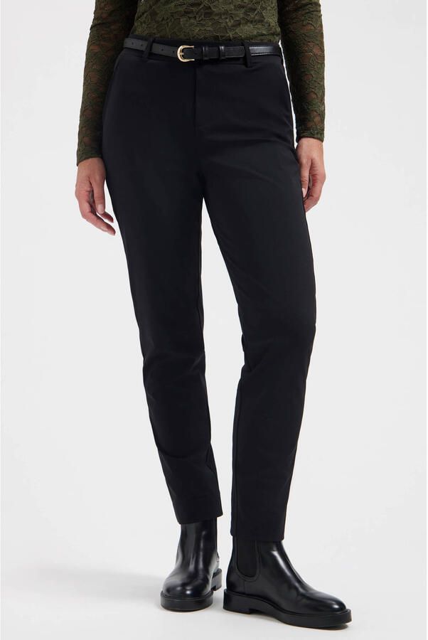 Lady Day travelstof high waist straight leg broek zwart