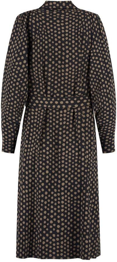 Lady Day travelstof midi blousejurk met ceintuur en stippen zwart bruin - Foto 2
