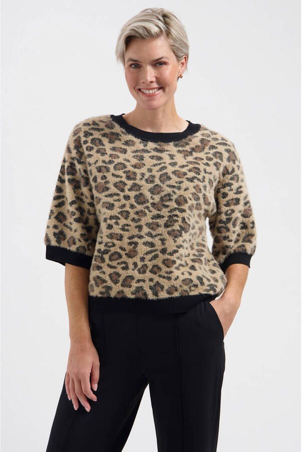 Lady Day trui met panterprint bruin