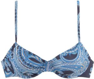 Lascana niet-voorgevormde beugel bikinitop met paisleyprint blauw