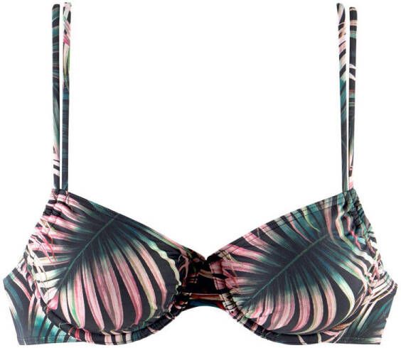 Lascana niet-voorgevormde beugel bikinitop zwart roze groen