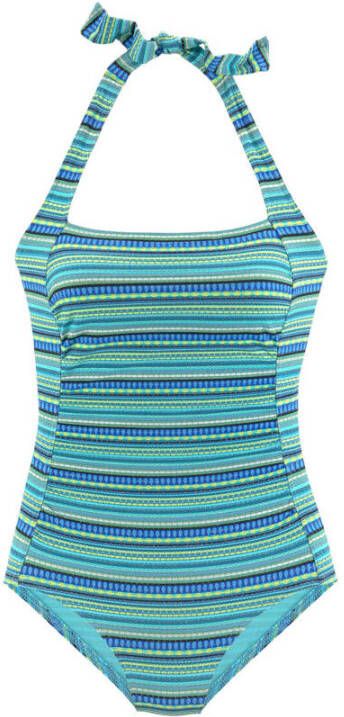 Lascana gestreept corrigerend badpak turquoise