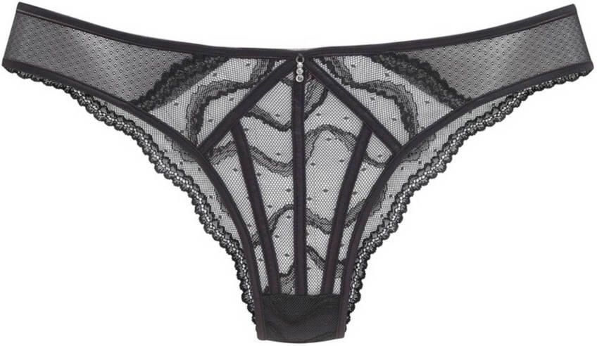 Lascana Tanga met decoratieve satijnen linten transparant ondergoed lingerie
