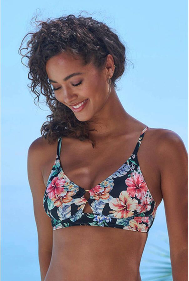 Lascana Triangel-bikinitop Salsa met ring en geweldige bloemenprint